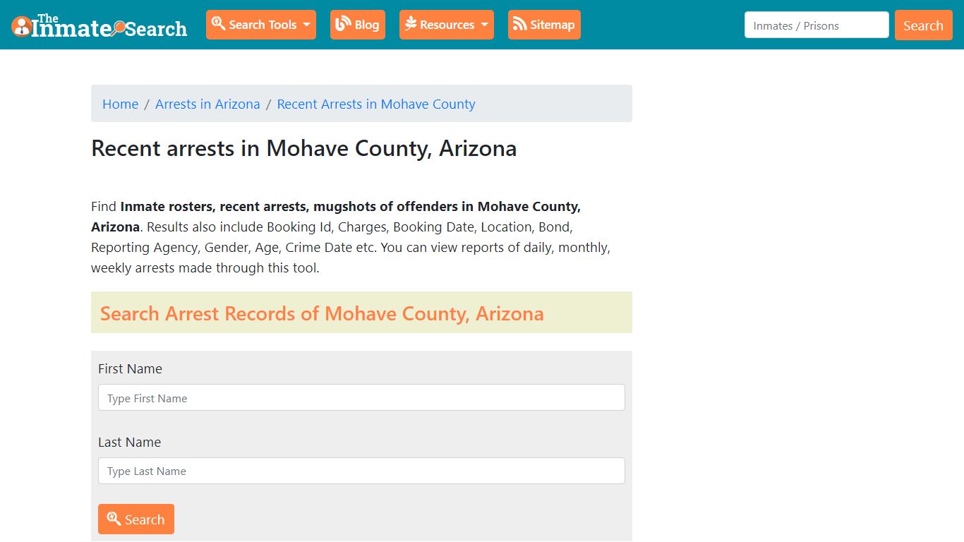 Recent arrests in Mohave County, Arizona - theinmatesearch.net